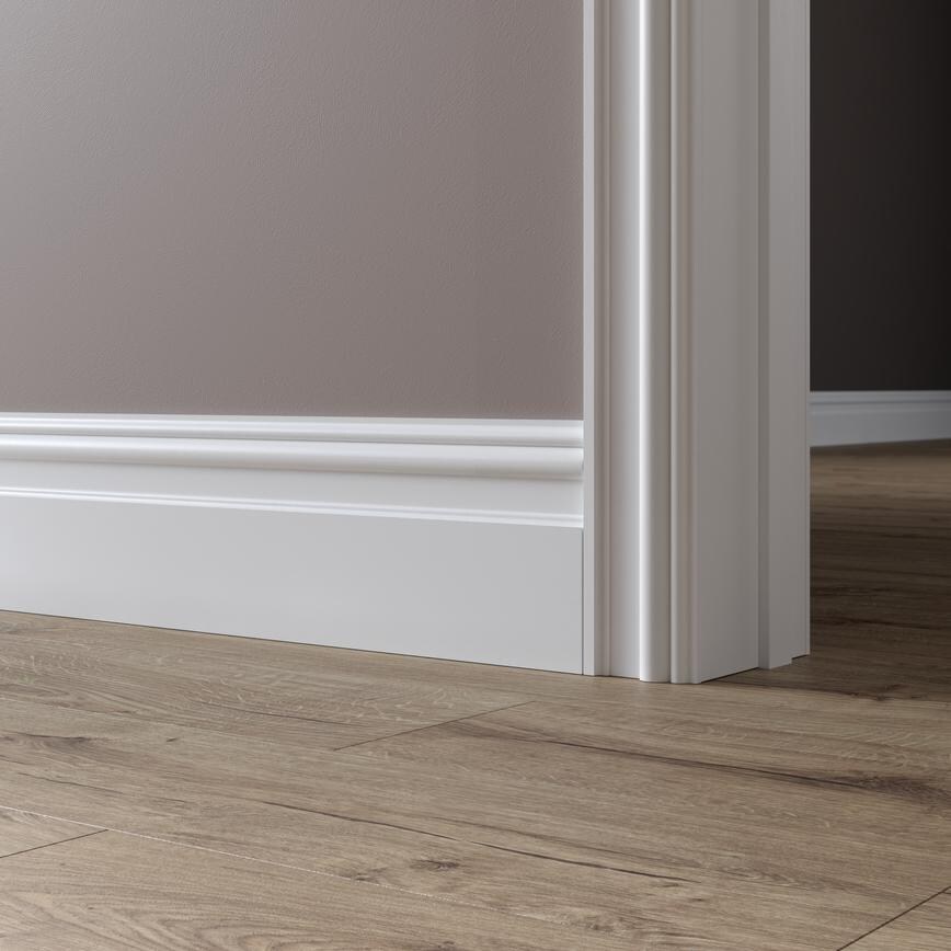 Howdens 4.2m x 170mm Victorian White Primed MDF Skirting Board