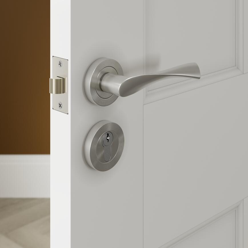 Satin Nickel 50mm Round Standard Escutcheon Pair