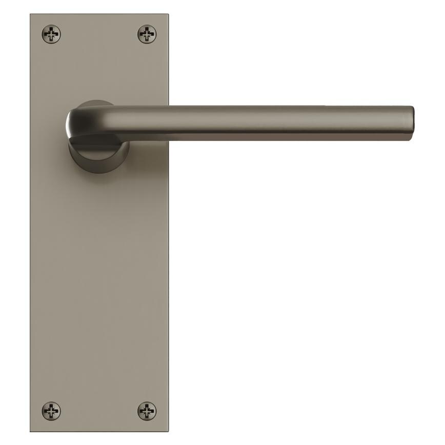 Fuller and Forge Munch Satin Nickel Lever on Slim Backplate Lock Door Handle Pair