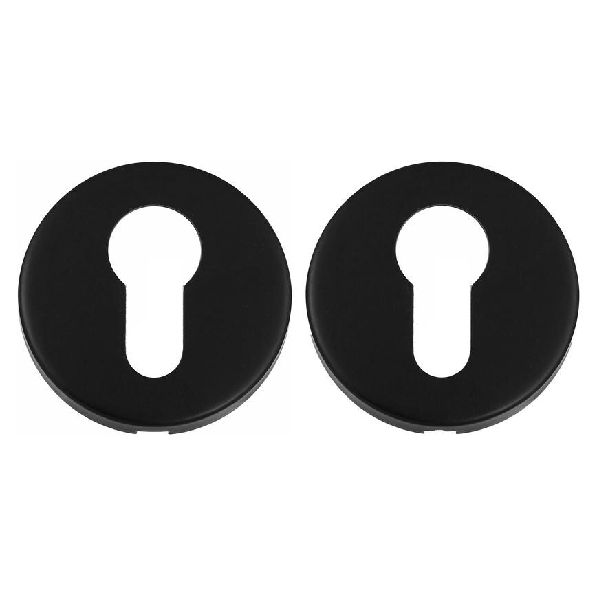 Matt Black 52mm Round Euro Escutcheon Pair