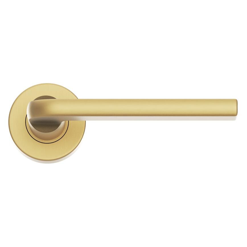 Fuller and Forge Munch Satin Brass Lever on Rose Door Handle Pair