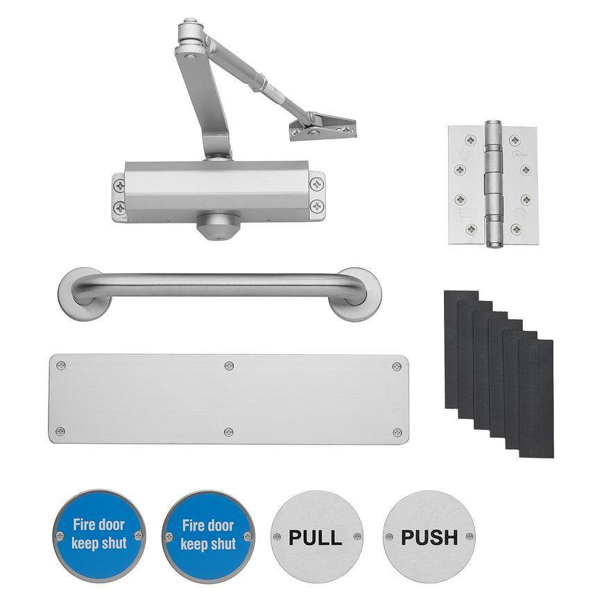 Satin Stainless Steel Light Weight Duty Fire Rated Commercial Pull Handle Pack
