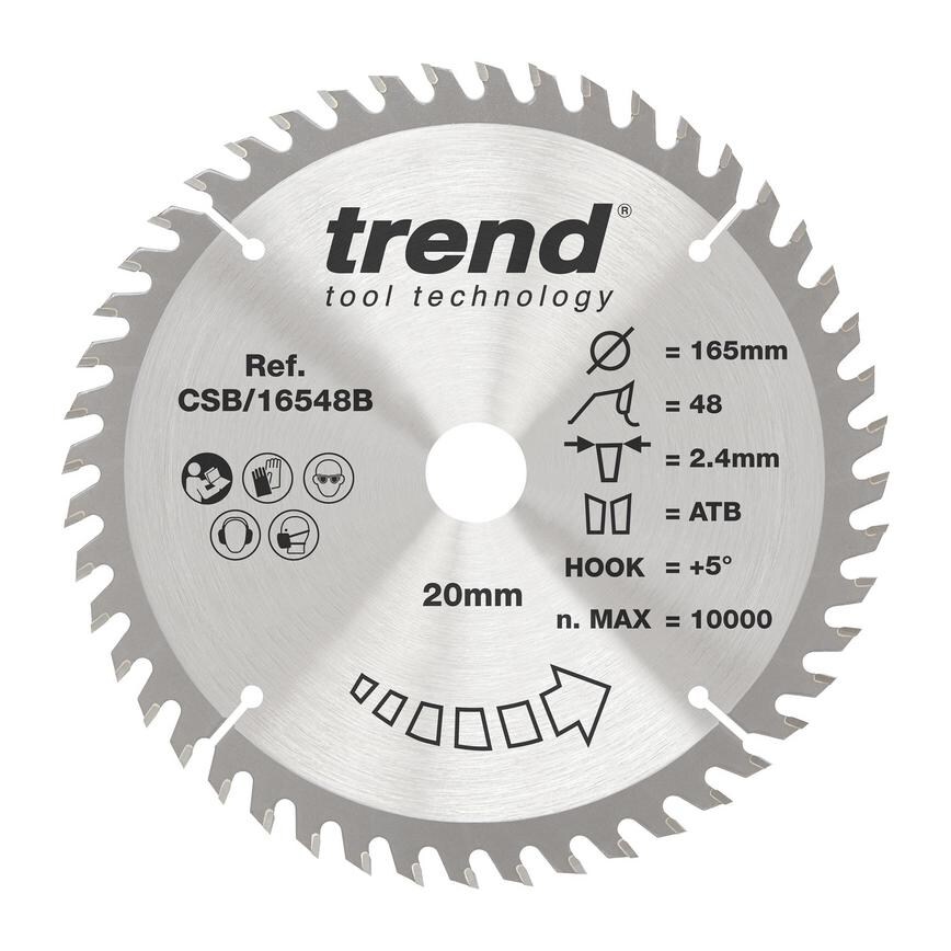 TLS0724 Trend 165mm x 20mm 48T Hardwood Circular Saw Blade 