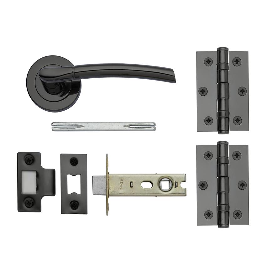 Newington Lever on Rose Black Nickel Door Handle Pack