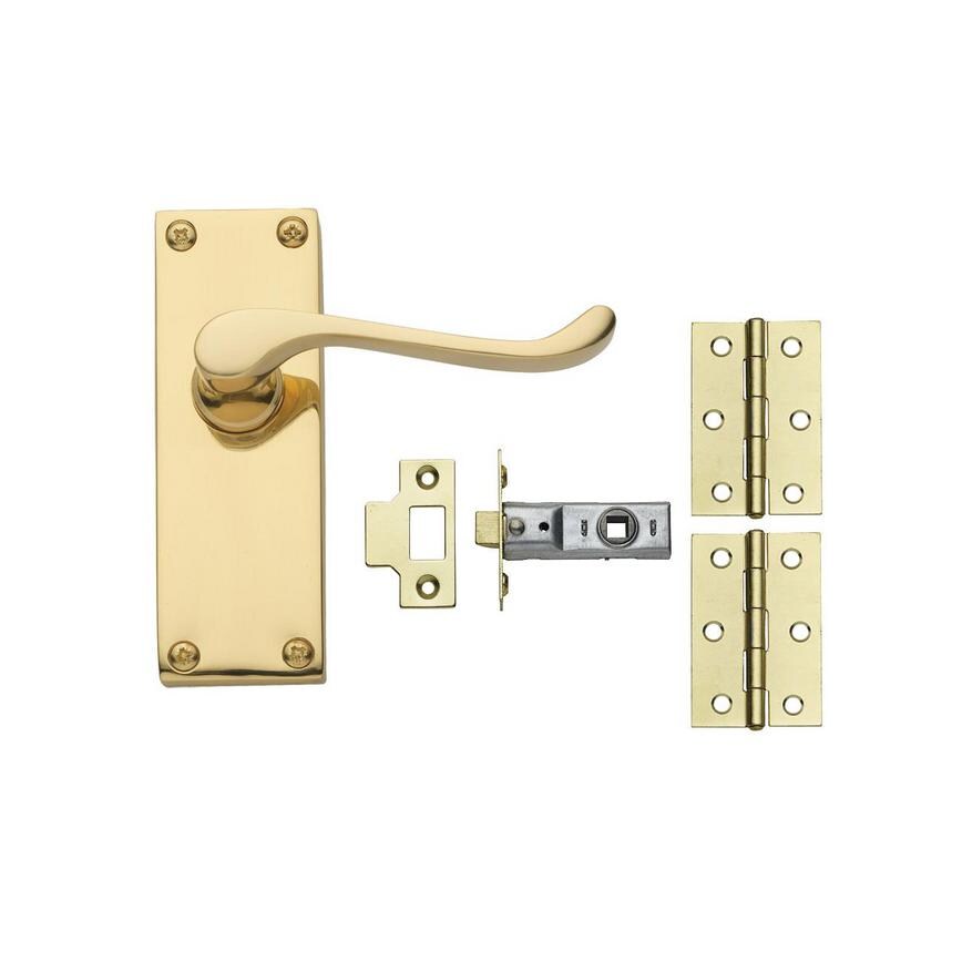 Victorian Scroll Brass Latch Handle Pack