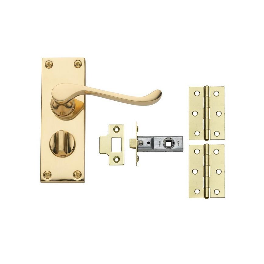 Victorian Scroll Brass Privacy Handle Pack