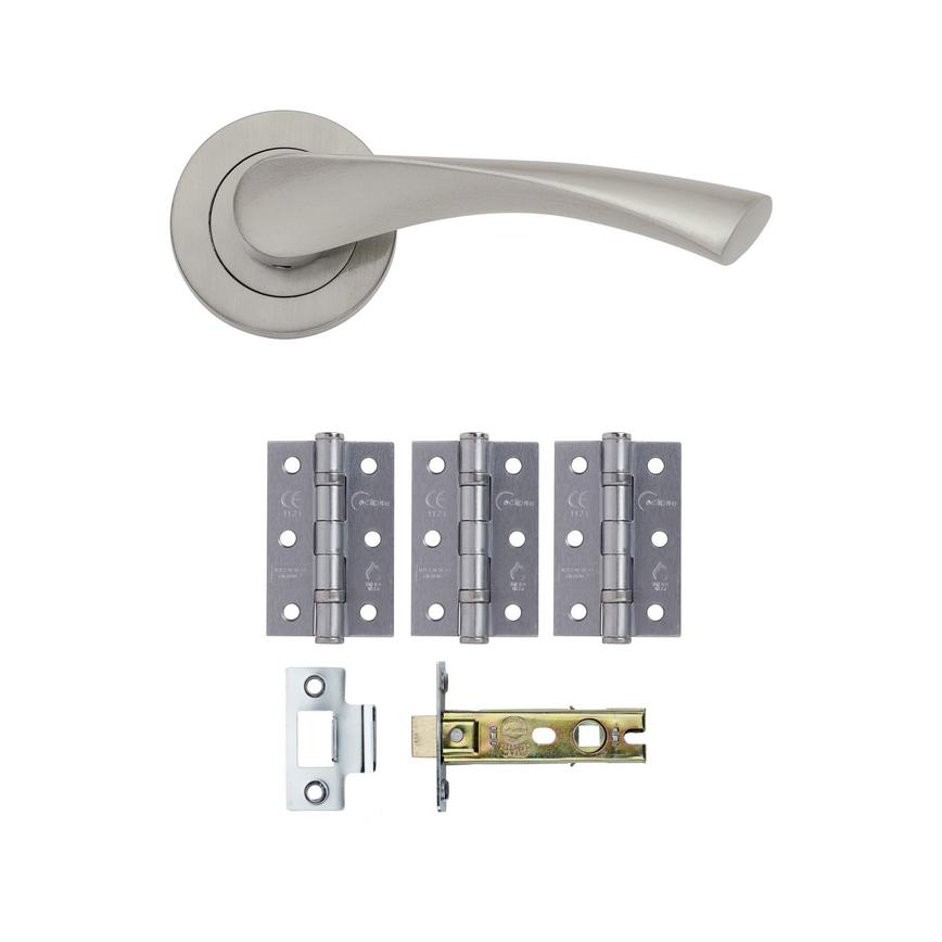 Sofia Sat Nickel Rose Handle Latch Pack