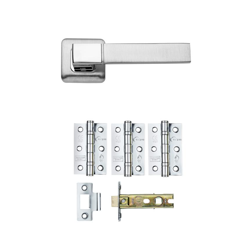 Alento Satin/Polished Chrome Rose Handle Latch Pack