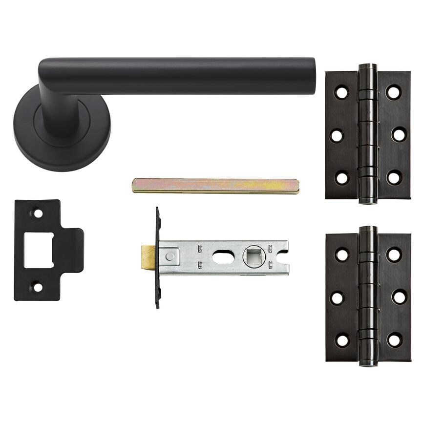 Mitred Lecco Rose Latch Pack Matt Black Cut Out