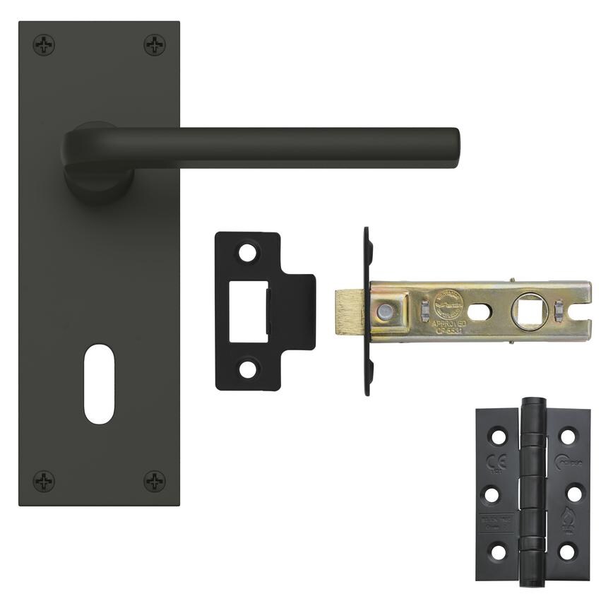 Fuller and Forge Munch Matt Anthracite Lever on Slim Backplate Latch Door Handle Pack