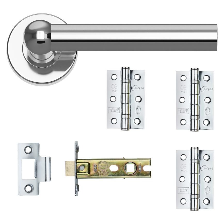 Fuller and Forge Como Polished Chrome Lever on Rose Door Handle Pack