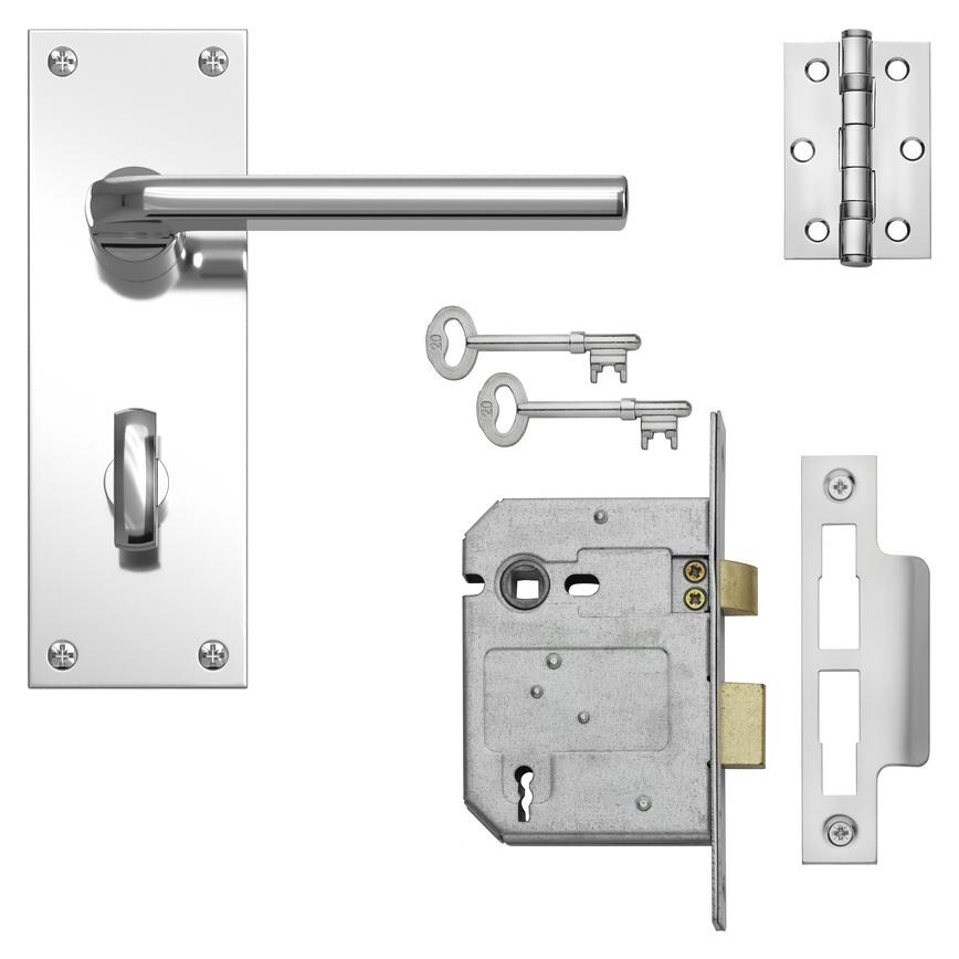 Fuller and Forge Munch Polished Chrome Slim Lever on Backplate Lock Door Handle Pack
