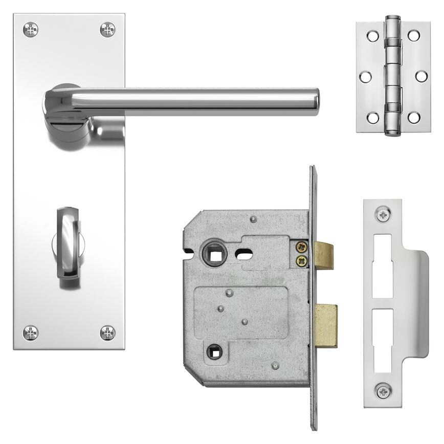 Fuller and Forge Munch Polished Chrome Slim Lever on Backplate Bathroom Door Handle Pack