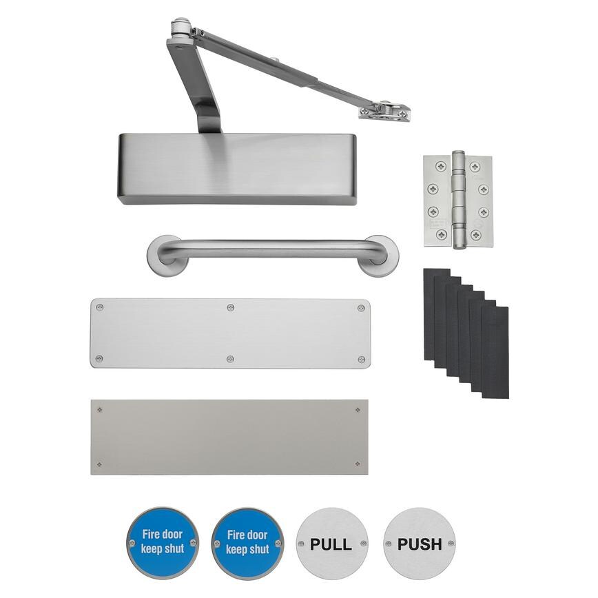 Fire Rated Heavy Commercial Pull Handle with 762mm Kick Plate Pack