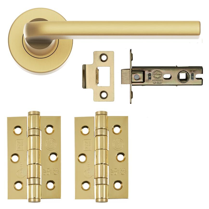 Fuller and Forge Munch Satin Brass Lever on Rose Door Handle Pack