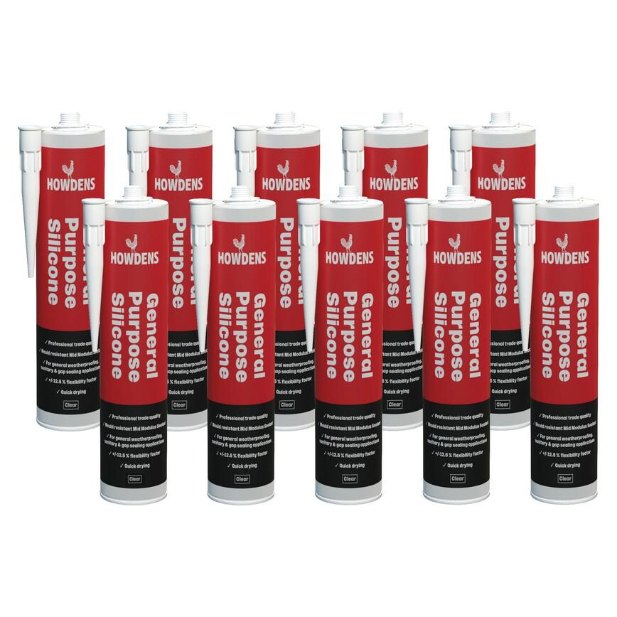 Howdens 310ml Clear General Purpose Sealant Pack of 10