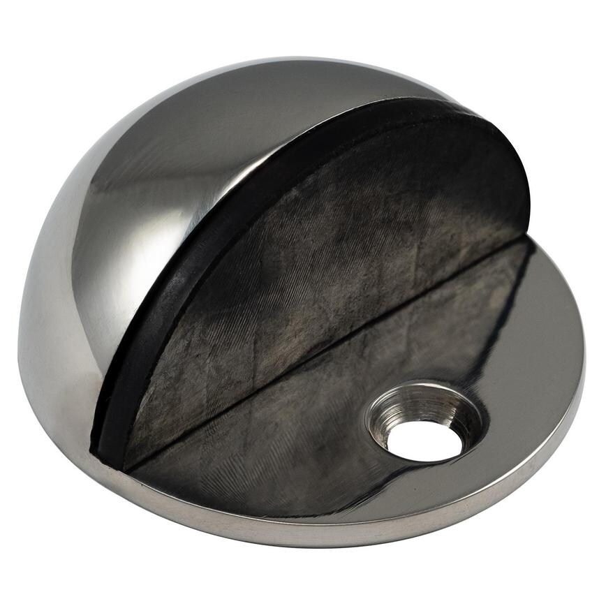 Shielded Oval Floor Door Stop - Polished Stainless Steel