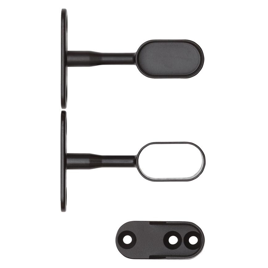 Black Oval End and Centre Brackets with Socket