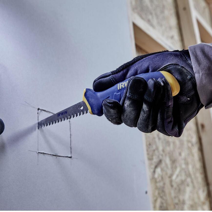 Irwin 8TPI 6.5" Jab Saw Cutting Electrical Socket Hole in Plasterboard