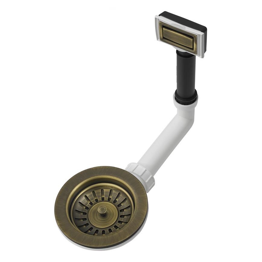 90mm Aged Brass Single Bowl Strainer Waste