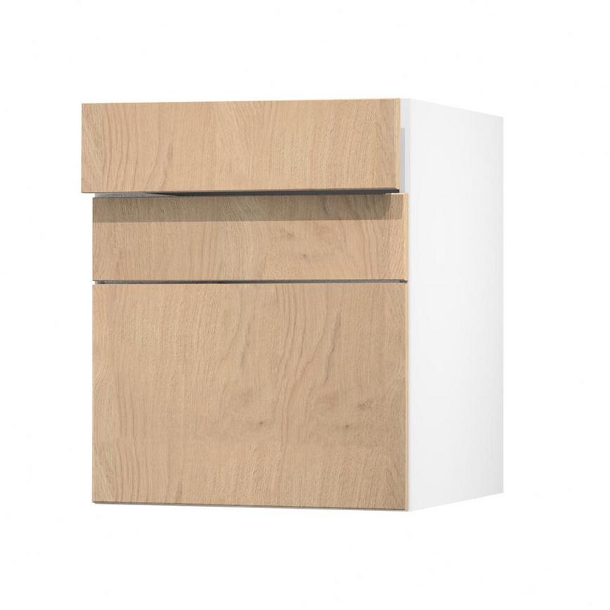 Greenwich Natural Oak 600 Hob / Pan Drawer Door Open
