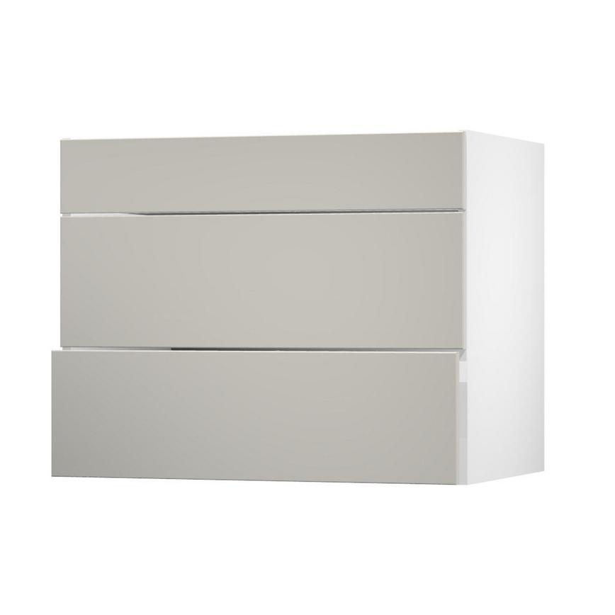 Greenwich Gloss Sandstone 900 Pan Drawer Door Open