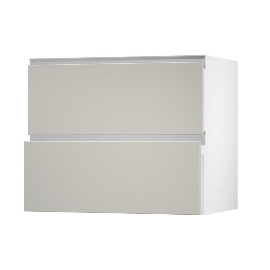 Greenwich Gloss Sandstone 900 Pan Drawer Door Open 342mm