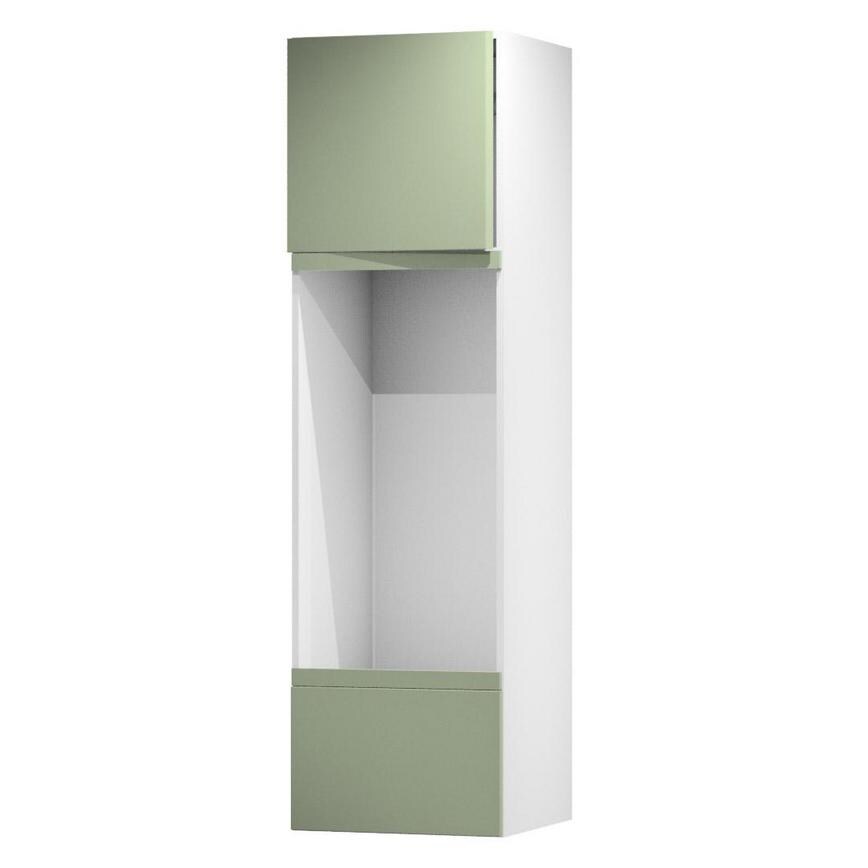 Hockley Super Matt Reed Green 600 Tall Appliance Tower Door Open 570mm