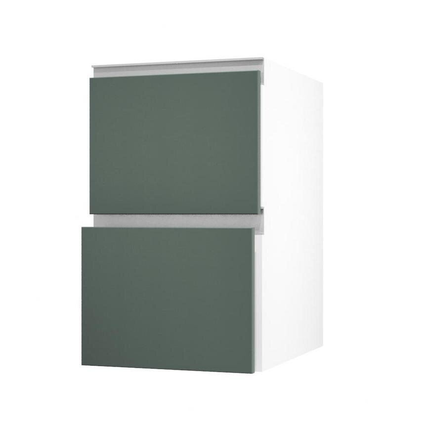 Hockley Super Matt Fir Green 450 Pan Drawer Door Open 342mm