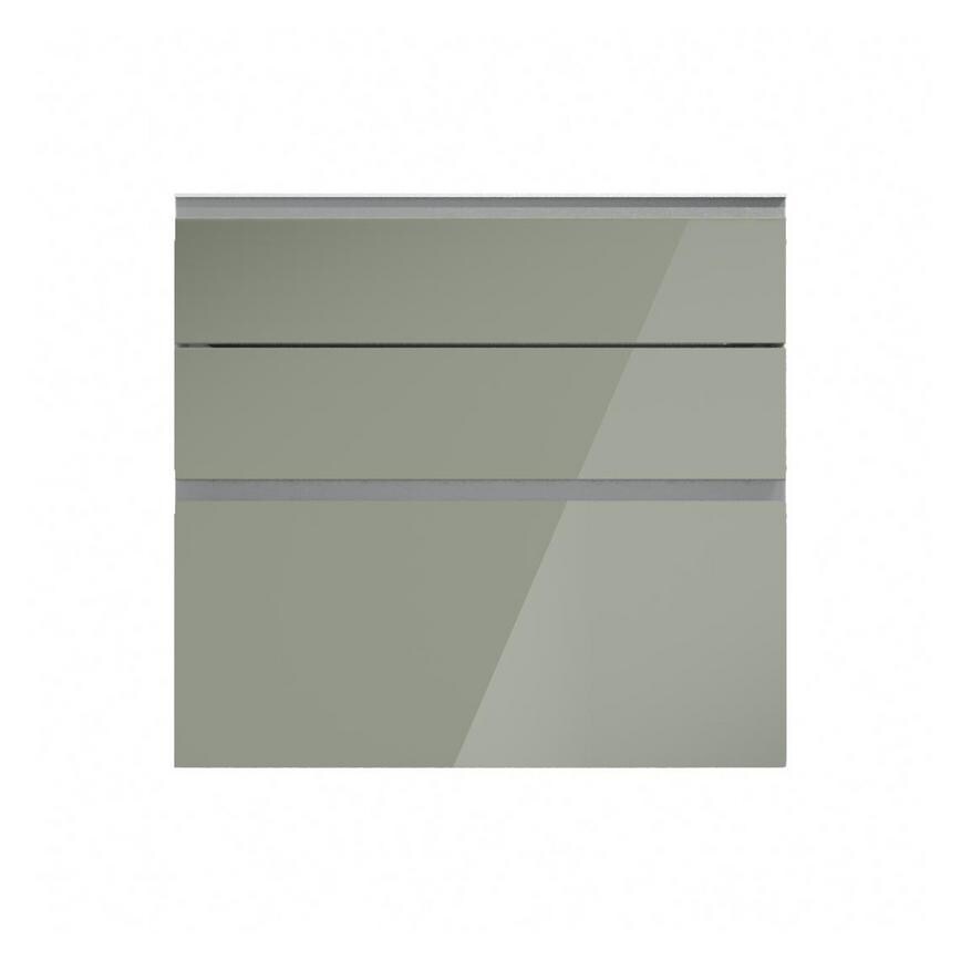 Hockley Mirror Gloss Reed Green 800mm x 170mm Drawer Front Shown Closed as Part of a Full Drawer Unit