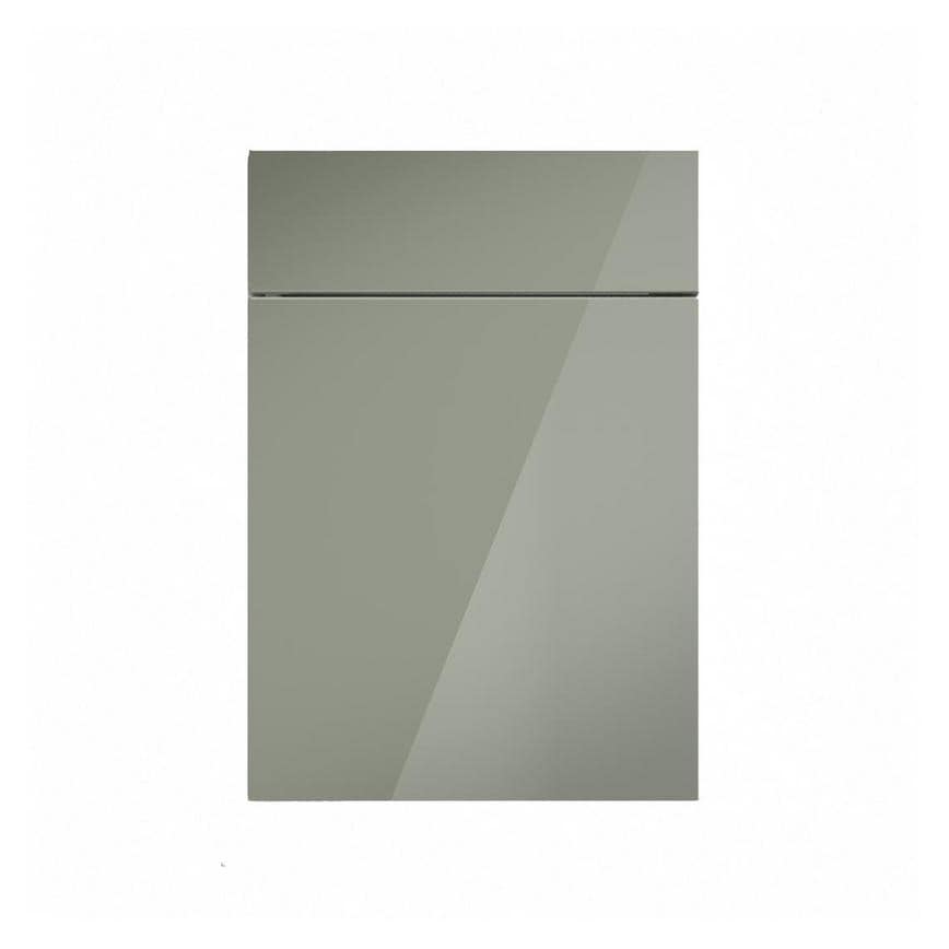Hockley Mirror Gloss Reed Green 500mm x 557mm Door Front Shown Closed from the Front as Part of a Door and Drawer Unit