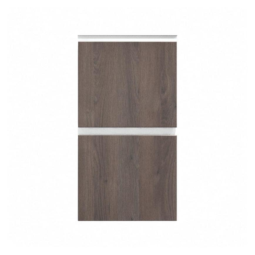 Hockley Textured Dark Oak 400mm x 342mm Pan Drawer Front Shown Closed from the Front as Part of a Full Drawer Unit