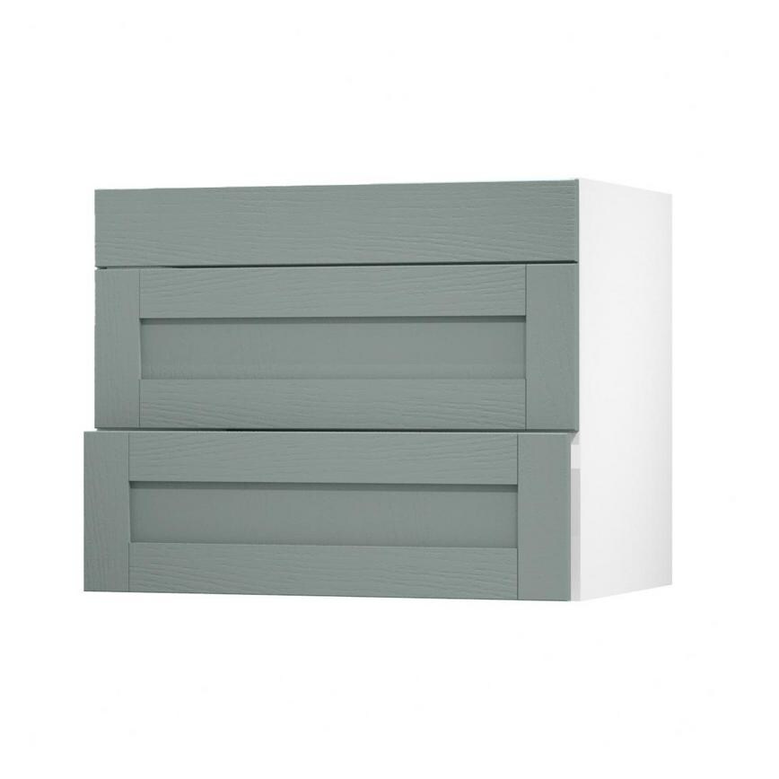 Halesworth Seafoam 900mm x 275mm Pan Drawer Front Shown with the Drawer Open at an Angle as Part of a Full Drawer Unit