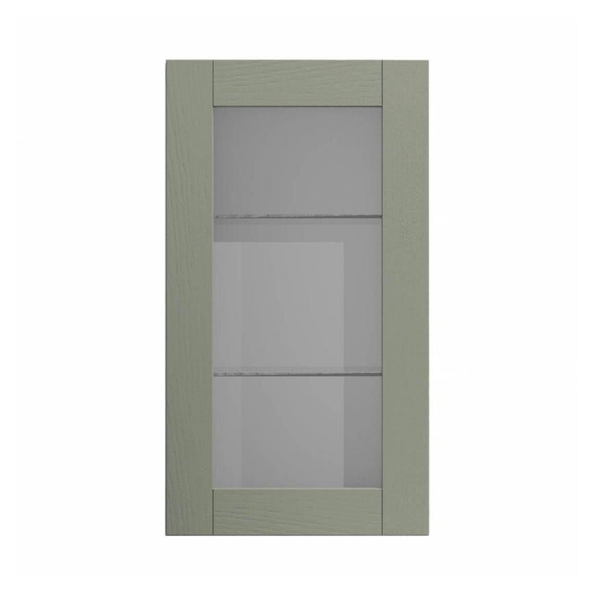 Halesworth Reed Green 500mm x 900mm Tall Clear Glass Door Shown Closed from the Front
