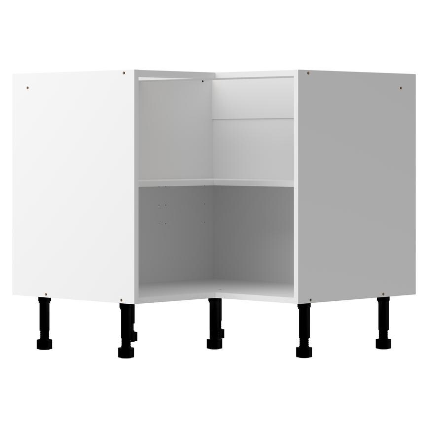 White 720mm x 931mm x 931mm Flat Pack Corner Base Cabinet