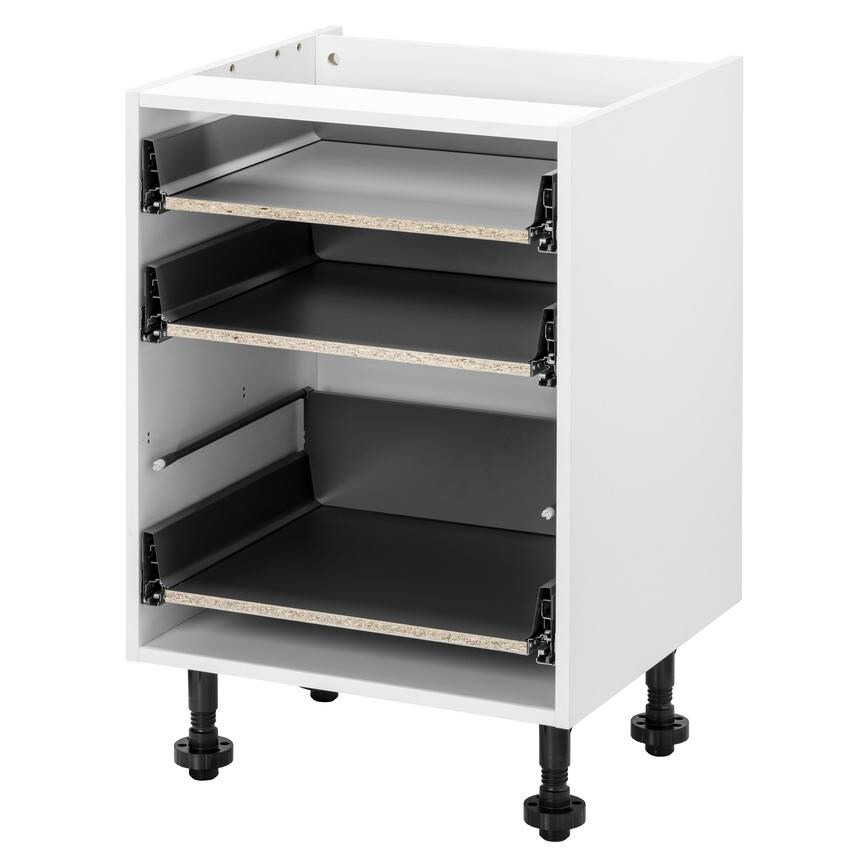 White 600mm Cushion Close 3 Drawer Base Cabinet