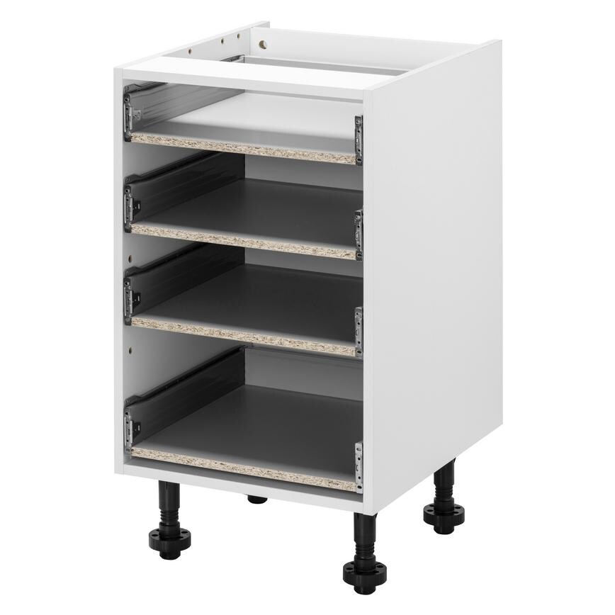White 500cm Standard Cushion Close 4 Drawer Base Cabinet