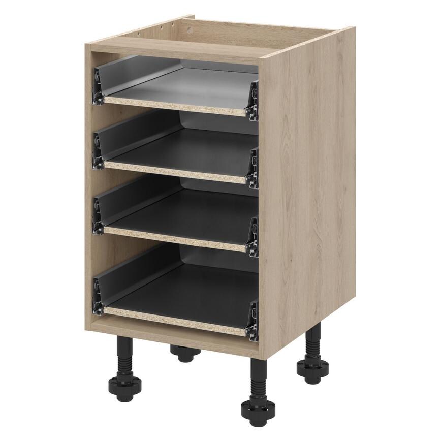 Natural Oak 500mm Cushion Close 4 Drawer Base Cabinet