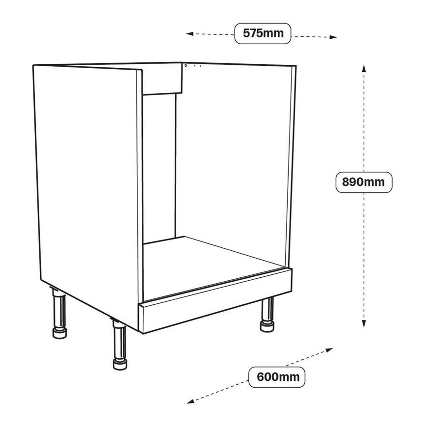 600mm Built Under Low Cabinet Line Drawing