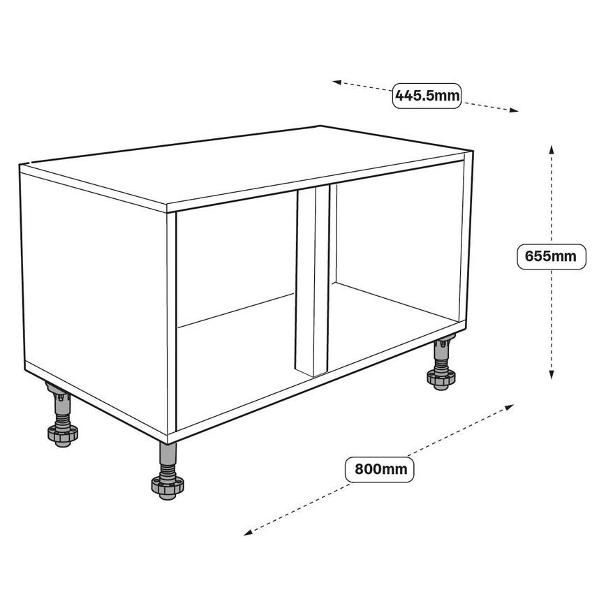 800mm Belfast Sink Cabinet Line Drawing