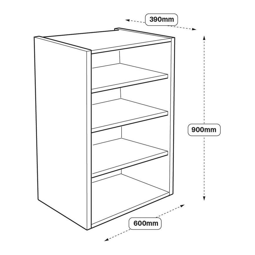 600 x 390mm Tall Hob Wall Cabinet Line Drawing