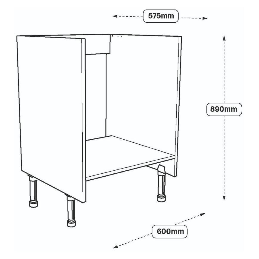600 Standard Built Under Oven Housing Cabinet Line Drawing