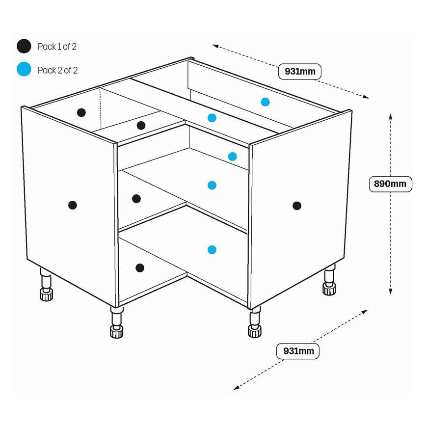 931 Corner Base Service Void Cabinet Line Drawing