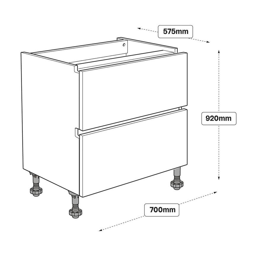 700mm 2 Drawer Base Line Drawing