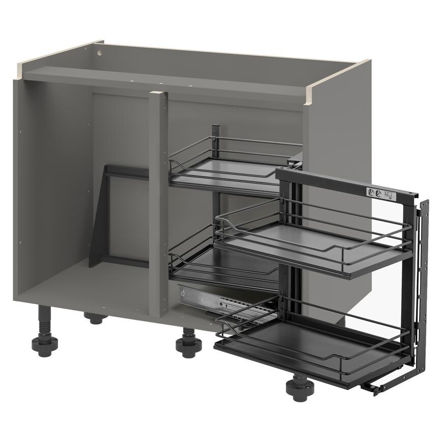 Croft Grey 1000mm Ready Assembled Pre-Fitted Right Hand Pull Out Handleless Corner Cabinet
