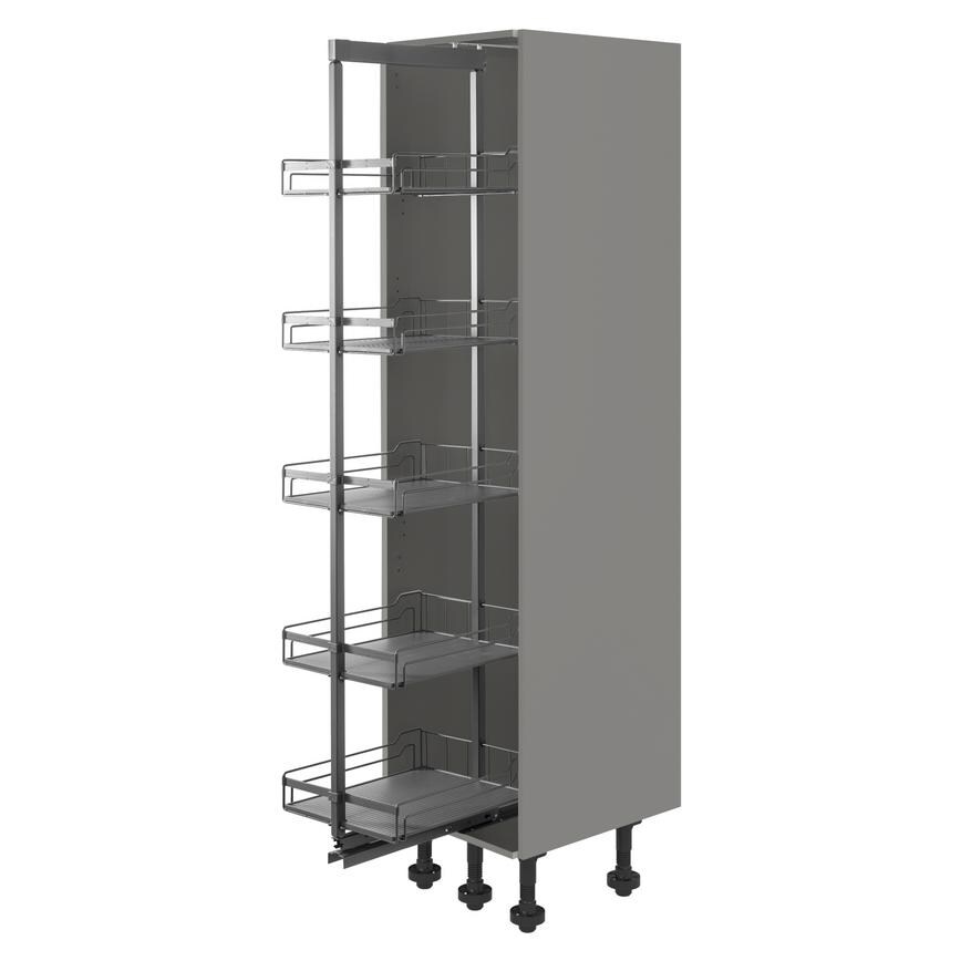 Croft Grey 500mm Ready Assembled Pre-Fitted Frame Only Pull Out Handleless Larder Cabinet