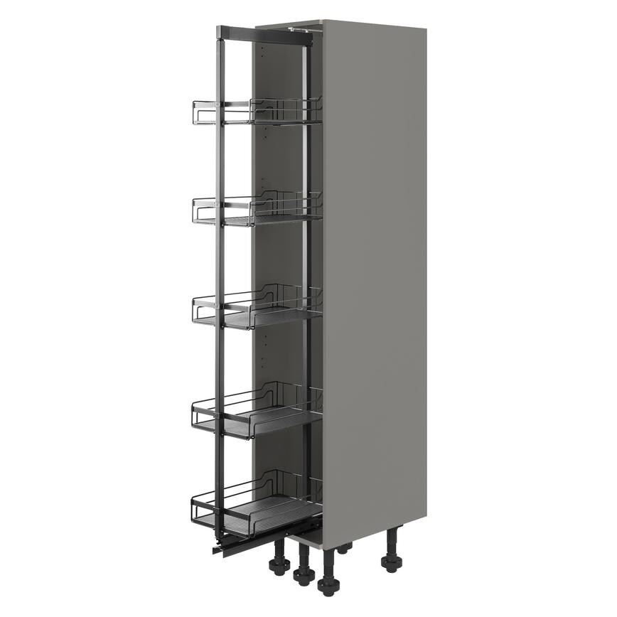 Croft Grey 400mm Ready Assembled Pre-Fitted Frame Only Pull Out Handleless Larder Cabinet