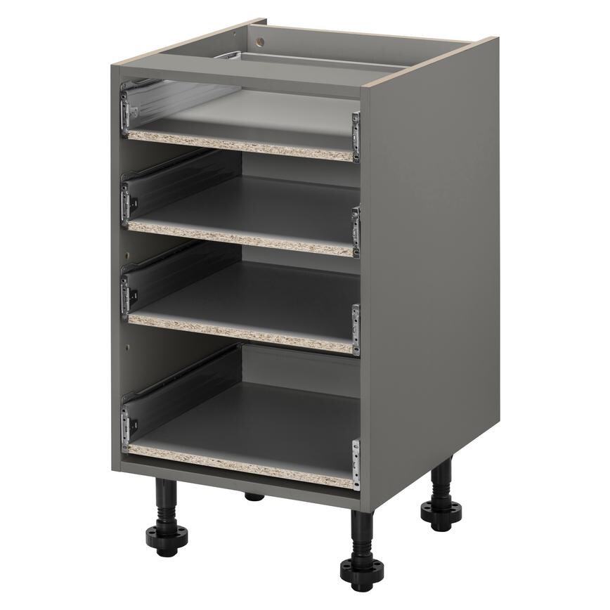 Croft Grey 720mm x 500mm x 575mm Ready Assembled Pre-Fitted 4 Drawer Base Cabinet