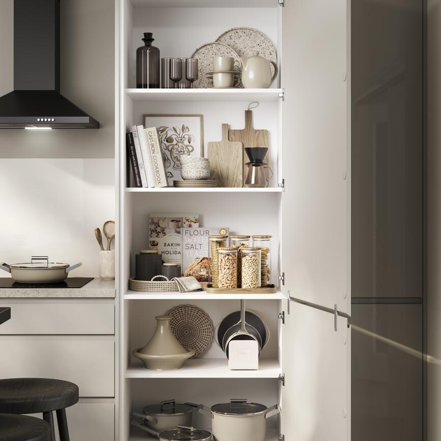 White 750 Tall Larder Twr Cabinet Pack 1