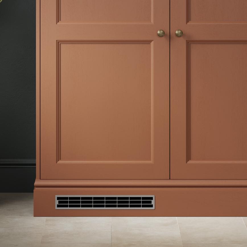 458mm x 65mm Silver Decorative Plinth Vent in Elmbridge Paint To Order Paprika Integrated Fridge/ Freezer